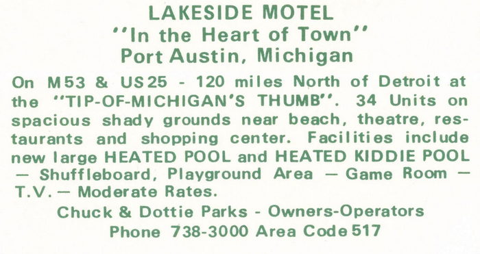 Lakeside Motor Lodge - Vintage Postcard Back (newer photo)